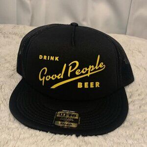 Good People: Drink Beer-- Black and Yellow, Baseball Cap, One Size